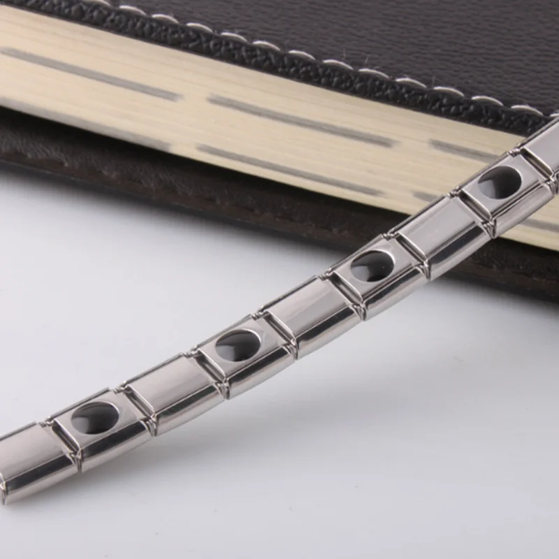 

New style stainless steel silver germanium magnetic chain bracelet men's and women's health energy jewelry bracelet