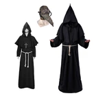 Костюмы Чумного доктора, костюмы для косплея монахов на Хэллоуин для детей, женские кристианские стимпанковские латексные механические маски среднего возраста