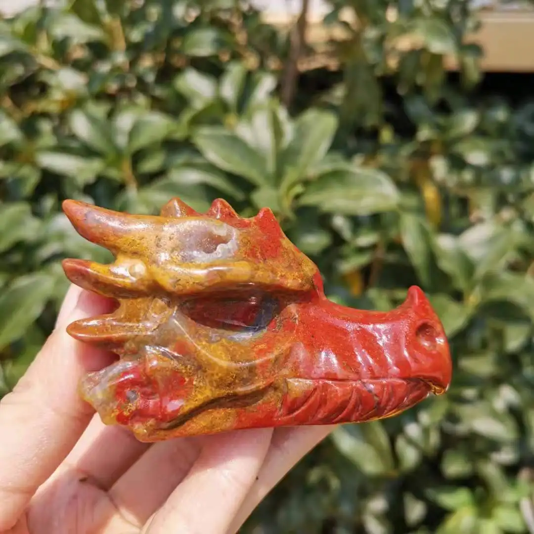 Природный драгоценный камень Moonkite, голова дракона, Череп, резная череп, Хрустальная скульптура