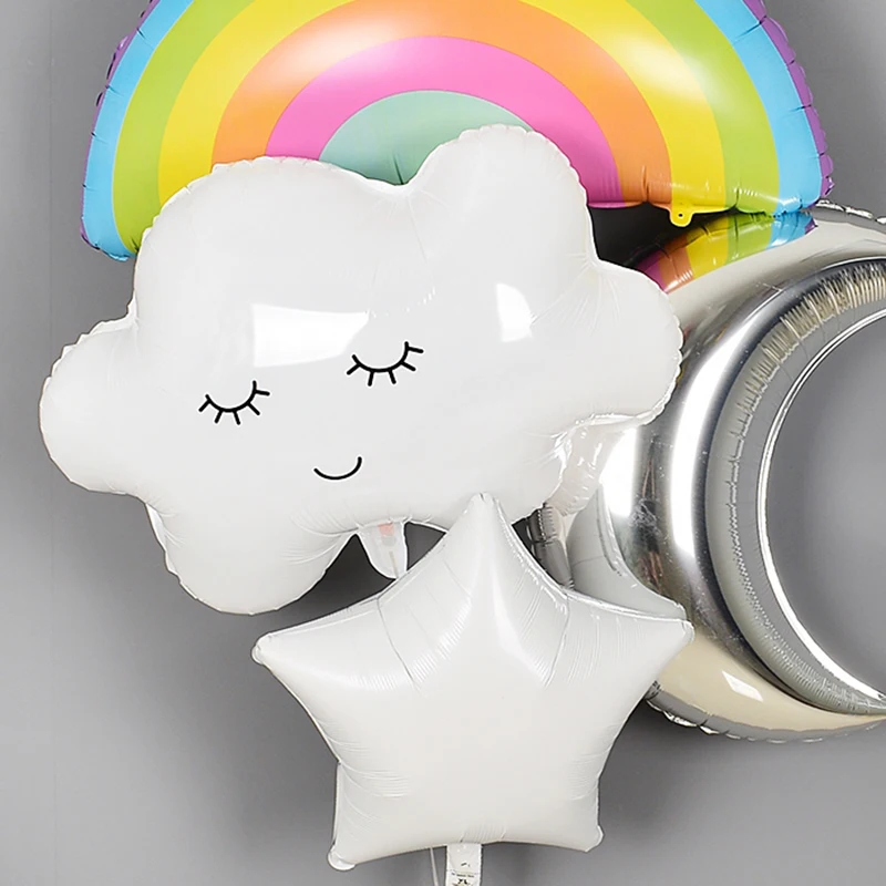 Rainbow Smile white Cloud Balloons Birthday Party Wedding Accessories Decoration Helium sun boy girl toy | Дом и сад
