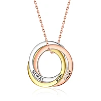 jrsr new 925 sterling silver personalized engraving wordsdate 3 circle clasped diy necklace 2020 custom jewelry gifts for women