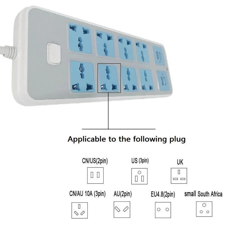 Скользящая настенная вилка стандарта Великобритании ЕС Австралии Многоцелевой
