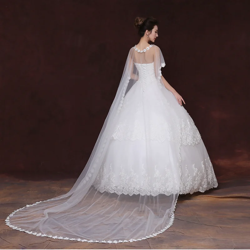 Свадебная накидка белое длинное свадебное платье-болеро платье невесты