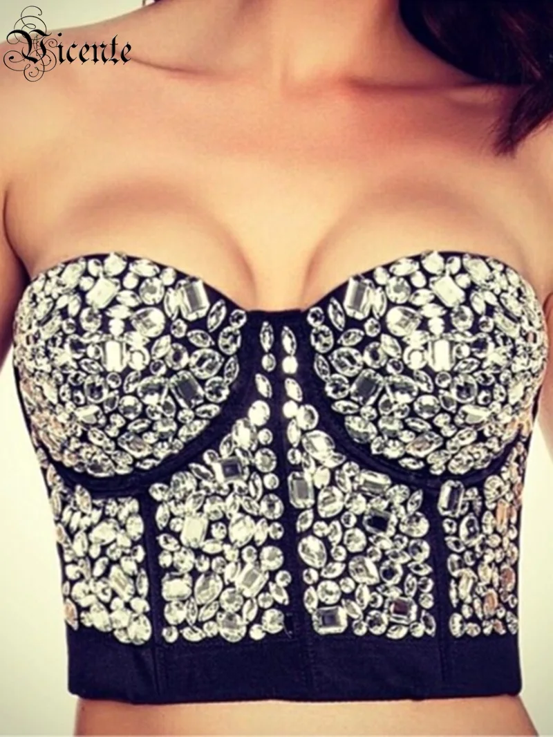 Роскошный Шикарный блестящий топ с бриллиантами для вечеринки в стиле