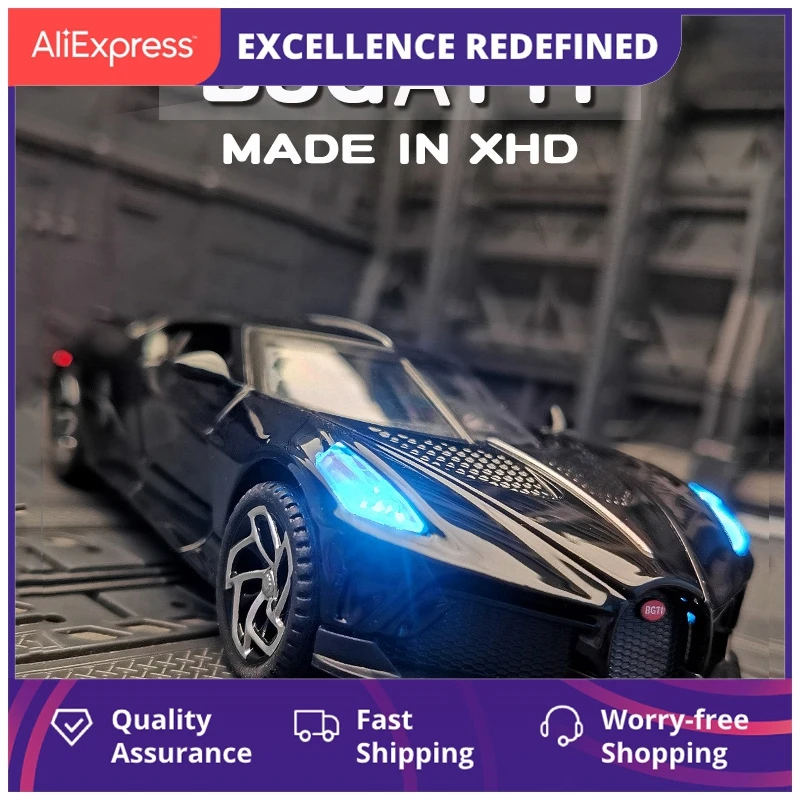 

1:32 Simulation Bugatti Black Dragon Sports Car Model Alloy Car Model Metal Toy Car Boy Gift Car Decoration Jewelry Collection