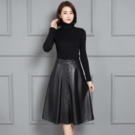 MESHARE New Fashion Genuine Real Sheep Leather Skirt 20K9
