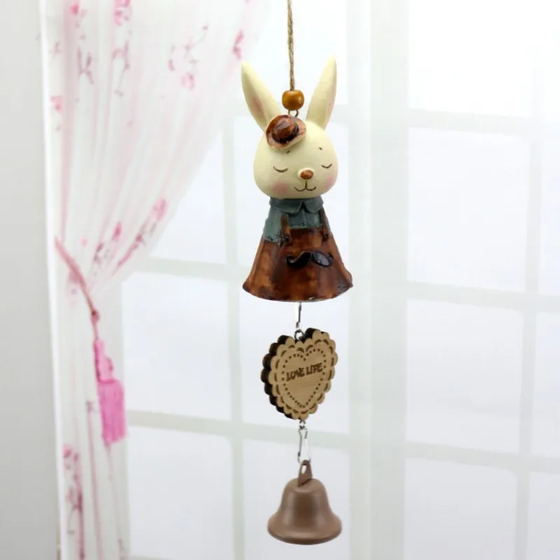 Cartoon Mr. Rabbit Pendant Cute Resin Wind Chime With Metal Bell Crafts Anime Toy Gifts Car Outdoor Decor | Дом и сад