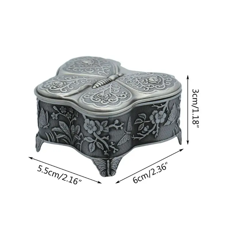 

Vintage Metal Jewelry Box Treasure Trinket,Ring Earrings Necklace Keepsake Gift