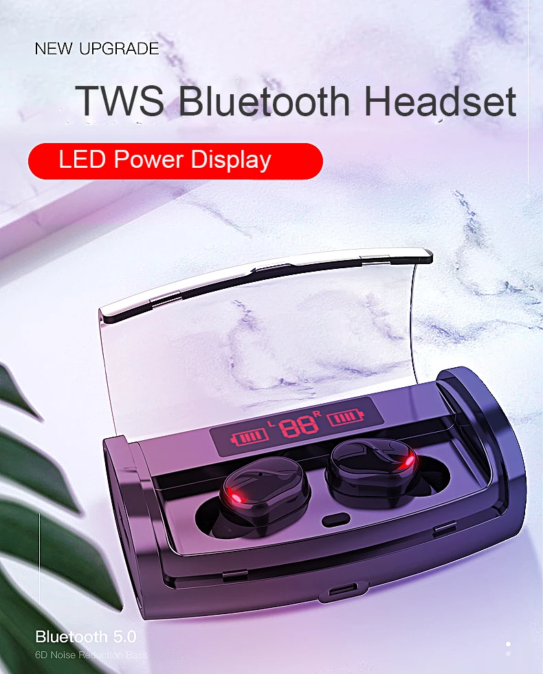 Настоящие беспроводные Bluetooth наушники 5,0 8D стерео беспроводные наушники TWS наушники бас мини наушники с аккумулятором 2600 мАч