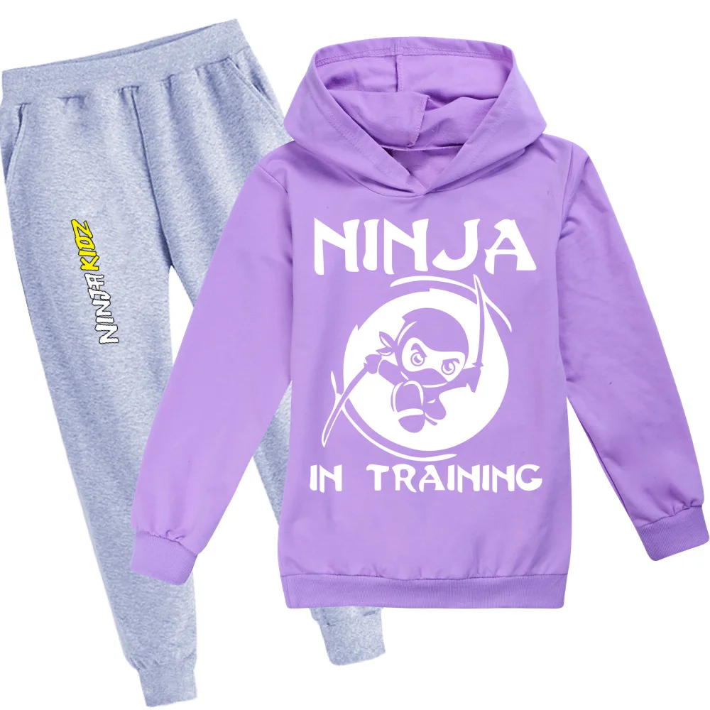 Hoodie Pants 2pcs Sets NINJA KIDZ Spring Kids Printed Tracksuit Baby Clothing Sets Toddler Girl Outfits Boys Streetwear Clothes