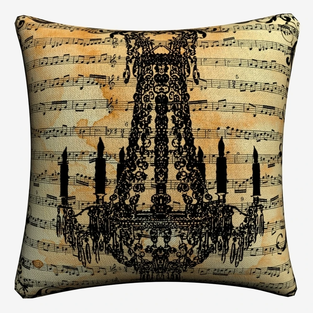 Винтаж Дом Жизнь Музыка Животных Декоративное хлопковое белье Наволочка на