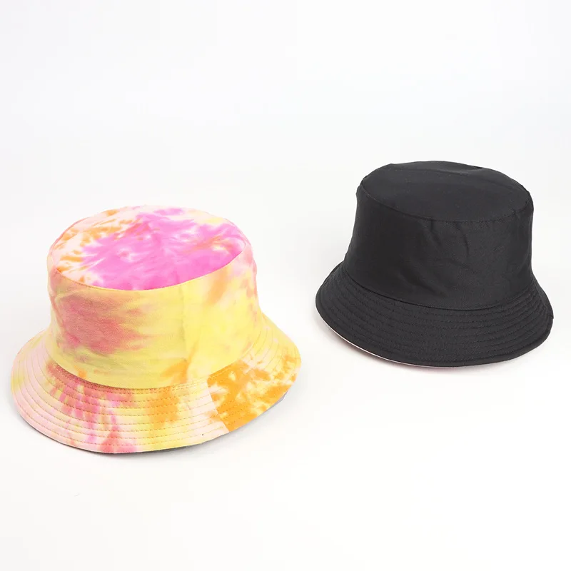 

New Design Spring Summer Colorful Tie-Dye Process Man Woman Double Side Wear Outing Sunshade Street Fashion Panama Bucket Hat