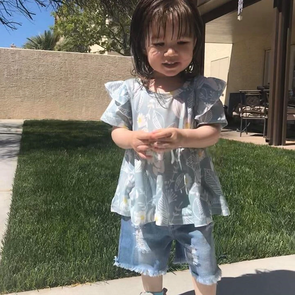 

Floral Baby Girl Summer Clothes Set Short Sleeve Kids Clothes Girl Ruffled Children's Clothing Baby Outfit Girl Clothing 2 years