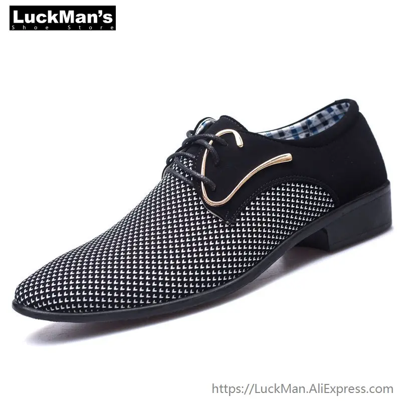 LuckMan 2019 весенние мужские Туфли под платье дизайнер бизнес мужская повседневная