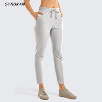 syrokan womens stretch casual pants drawstring jogger travel lounge sweatpants with zipper pockets 28 inches