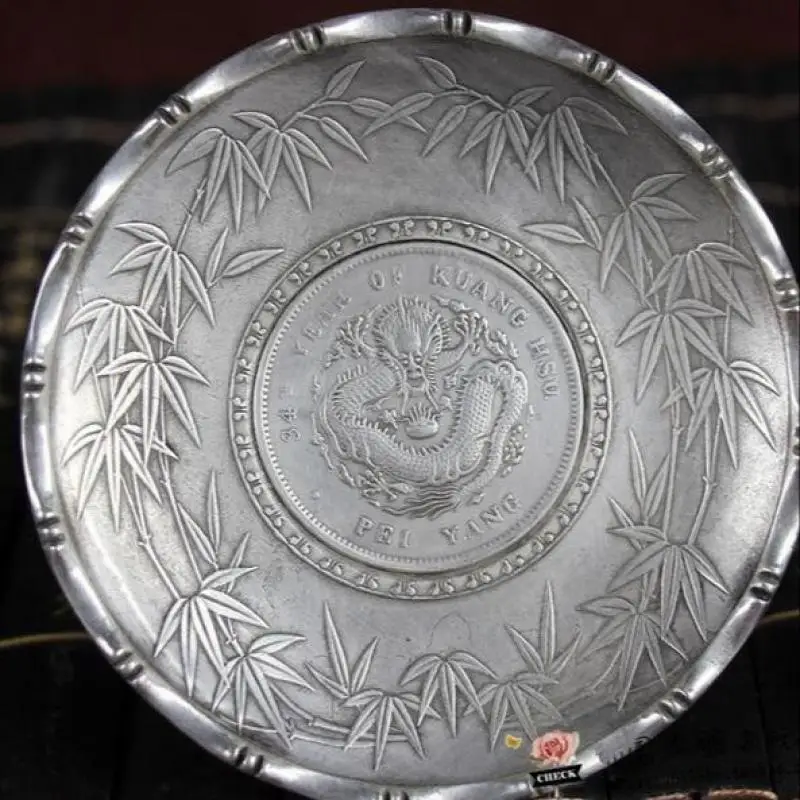 

Collection Tibetan silver hand carved dragon dish