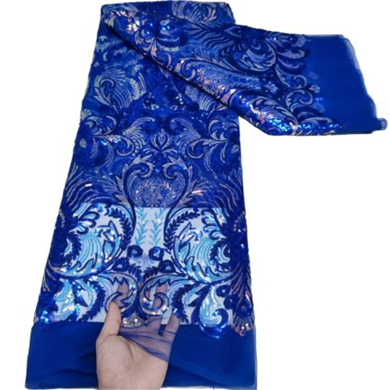 Роскошное кружевное платье с блестками Королевская Синяя ткань французское