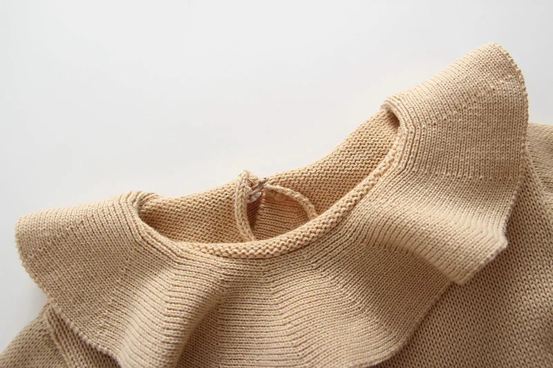 

New Spring and Autumn Baby Girls Doll Collar Knitted Sweet One-Piece Infant Hedging Bag Fart Triangle Romper Toddler Coverall