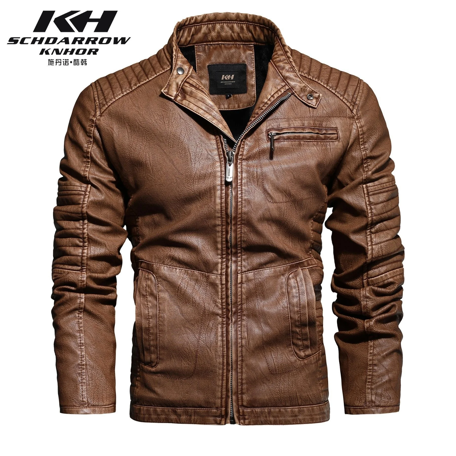 

2021 men's autumn and winter new men's motorcycle plush leather jacket leisure youth jacket