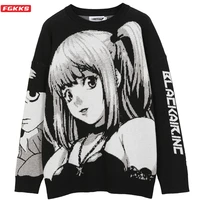 fgkks mens hip hop streetwear harajuku sweater vintage japanese style anime girl knitted 2021 cotton pullover sweaters male