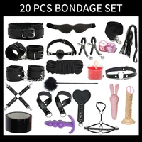 jiuai sexy leather bdsm kit bondage set handcuffs whip spanking nipple clamps ball gag anal plug sex toys for women couples game