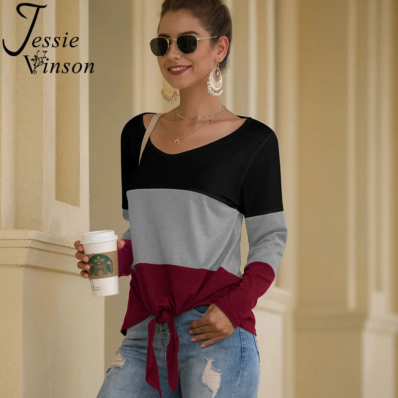 Jessie Vinson футболка с длинным рукавом и круглым вырезом цветная бантом Женская