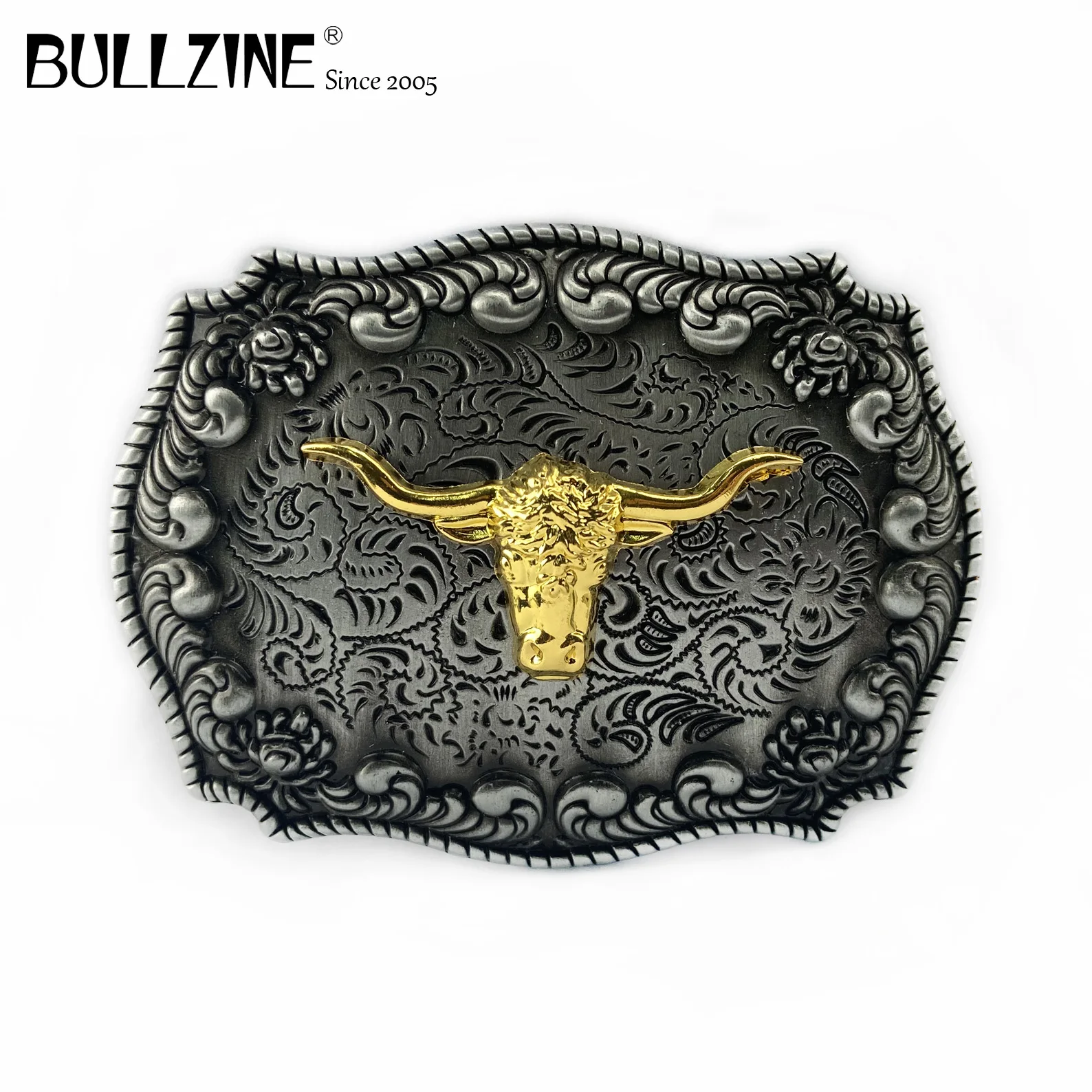 Пряжка Bullzine из цинкового сплава в ретро-стиле тяжелая Западная голова быка