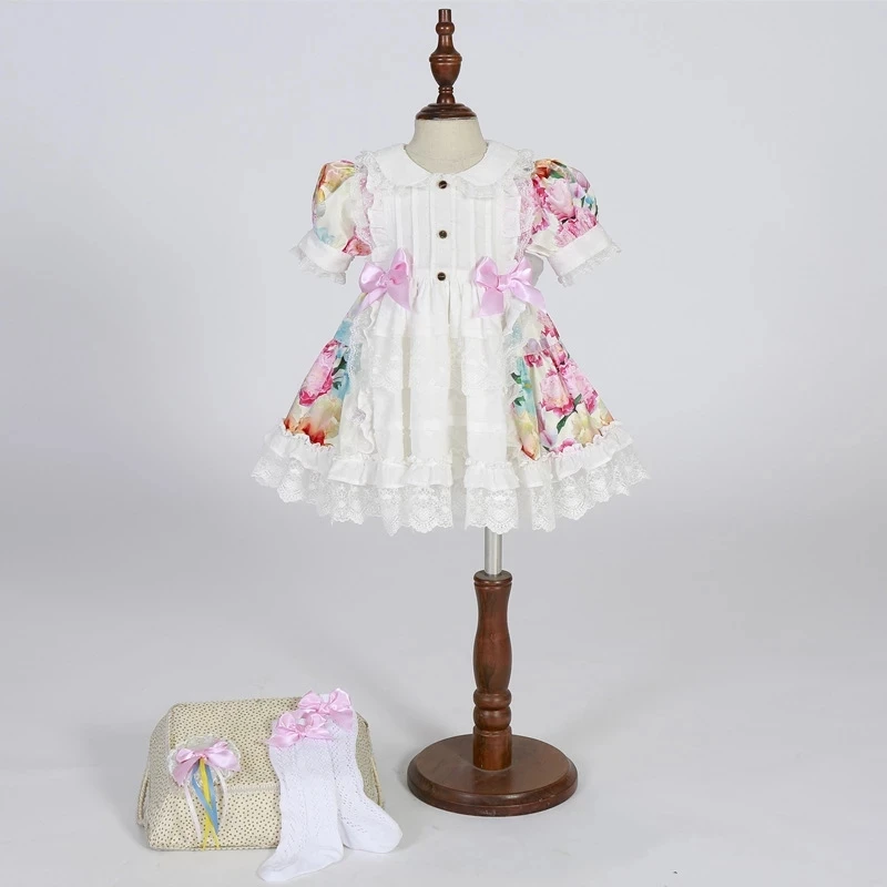 Children Boutique Spanish Floral Dresses for Baby Girls Turkey Vintage Frocks infant Christening Gown Toddler Vestido | Детская одежда