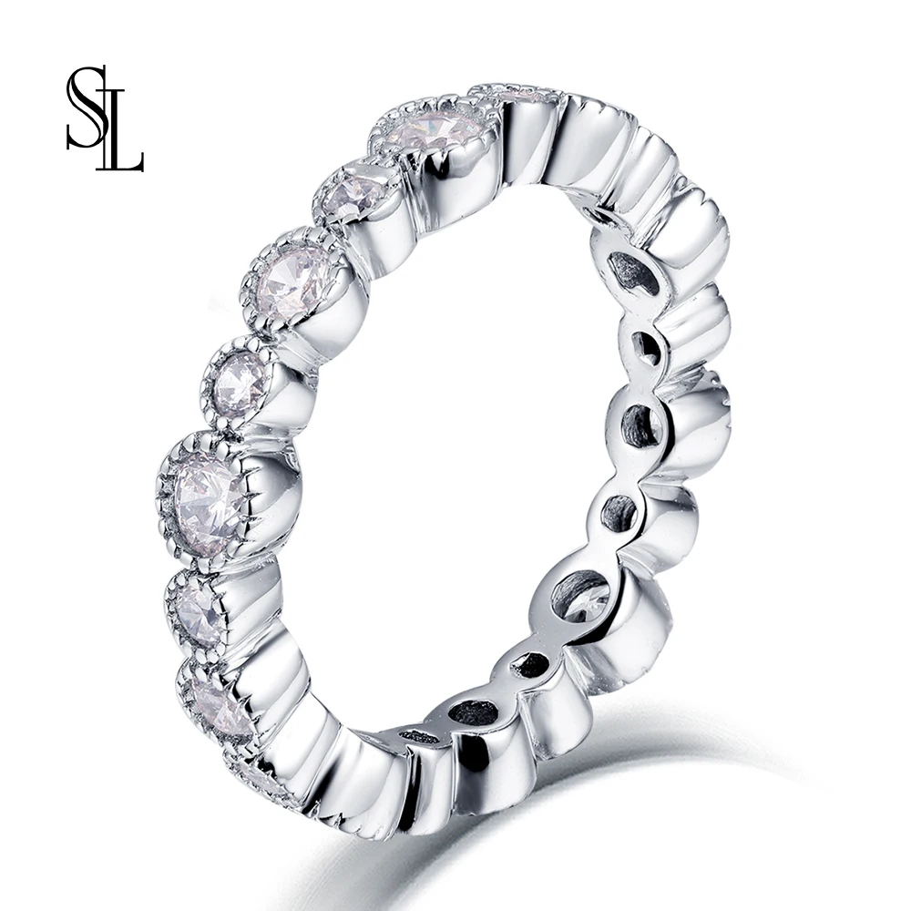 

SL New Fashion For women 925 Sterling Silver Rings Rose Gold Hollow Love Finger Ring For Wedding Jewelry Gift