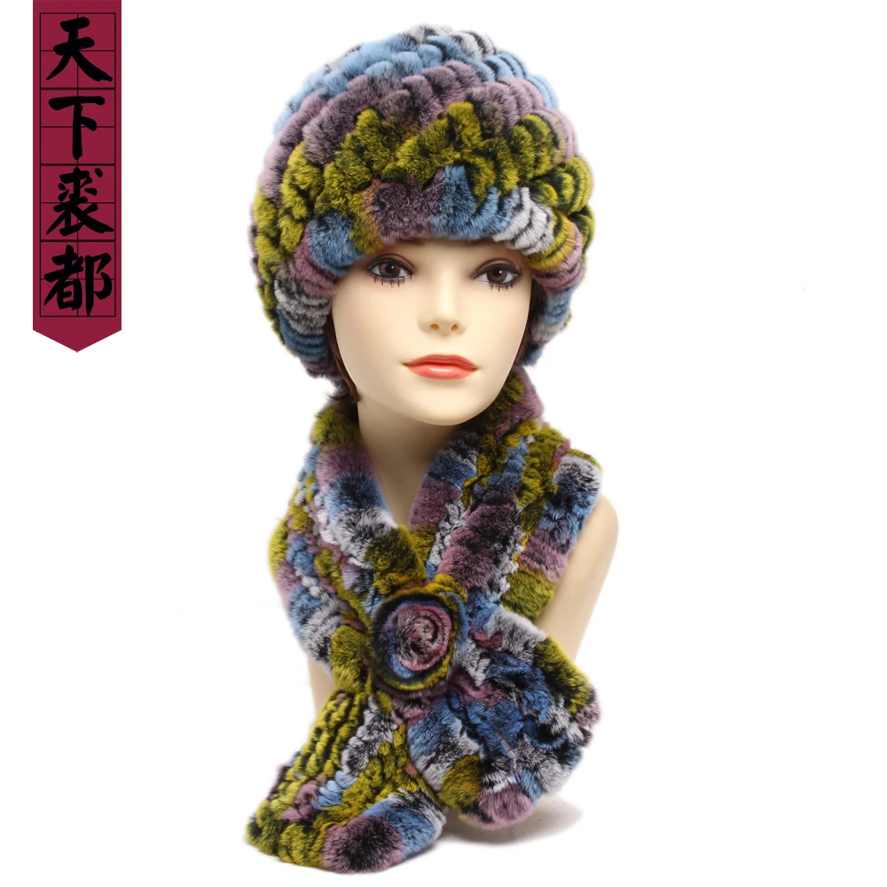 Женская меховая шапка с шарфом комплект из 2 предметов для девушек Зимний