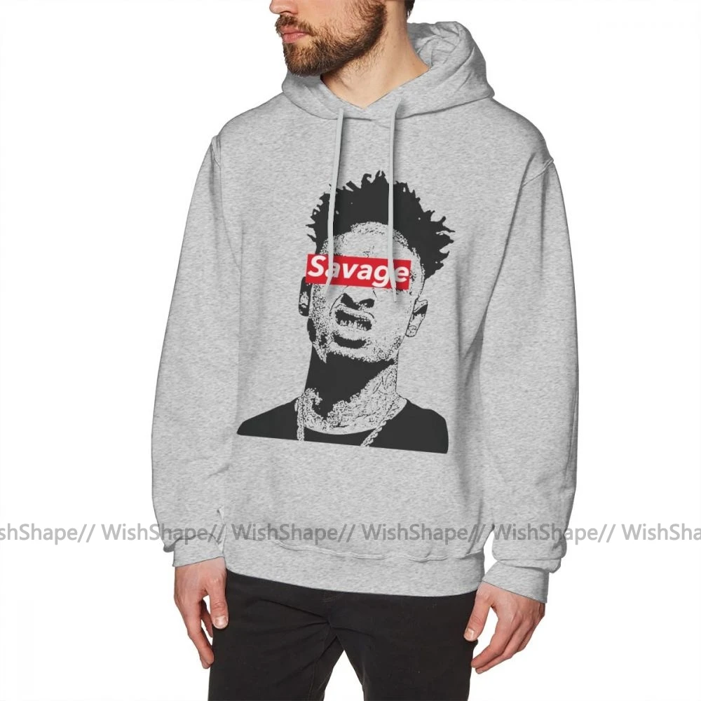 21 Savage худи 21 Savage толстовки с длинным рукавом хлопковый пуловер с капюшоном Фиолетовый XL популярные теплые свободные мужские толстовки - Цвет: Gray