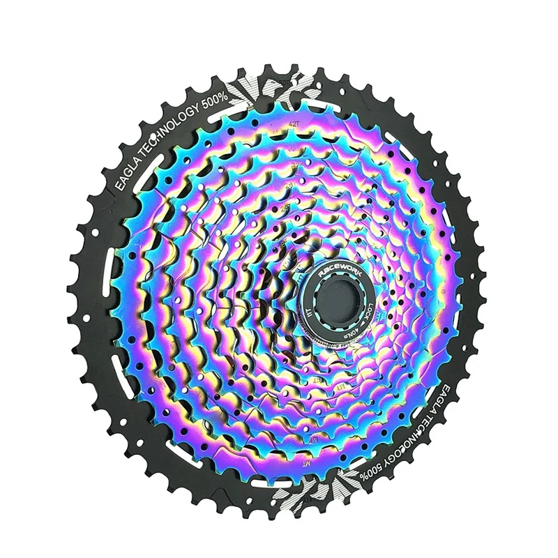 

Велосипедная кассета RACEWORK для горного велосипеда, 11 скоростей, звездочка, Радужный ультралегкий велосипедный маховик 11-50T