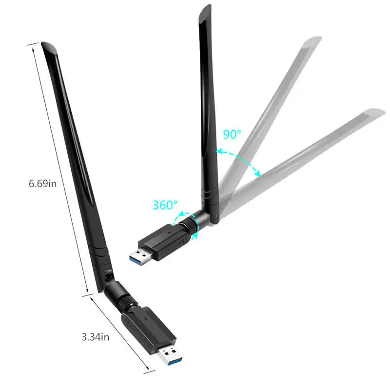 Usb 3 0 Wifi адаптер Ac 1200 Мбит/с 5G/2 4G двухдиапазонный ключ беспроводной сетевой с 5Dbi