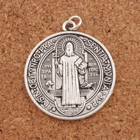 cristo redentor saint st benedict of nursia patron against evil cross medal 40pcs zinc alloy charm pendants t1646 35x31mm
