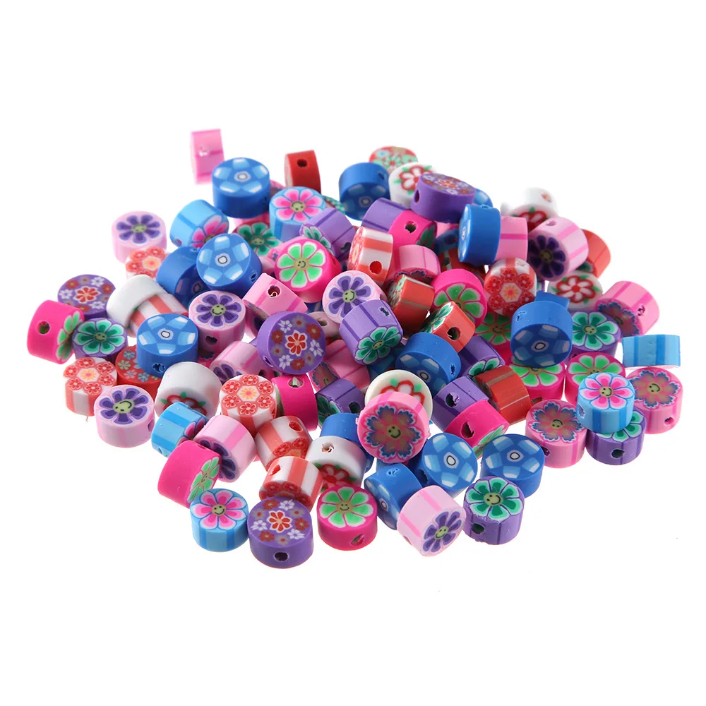 

Potosala 100Pcs 10mm Color Flower Polymer Clay Slice Loose Beads Plum Shape DIY Handmade Beaded Jewelry Accessories Wholesale