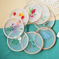 flower diy transparent embroidery kit with hoop for beginner needlework kit handmade cross stitch sewing painting home decor