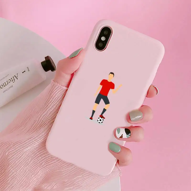 

Fire Football Soccer ball shell Phone Case Candy Color for iPhone 6 7 8 11 12 s mini pro X XS XR MAX Plus