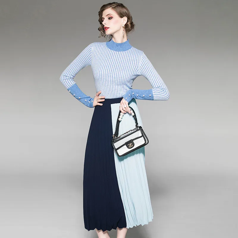 Подиумная мода осень-зима комплект юбки и свитера женские 2019 Новые элегантные