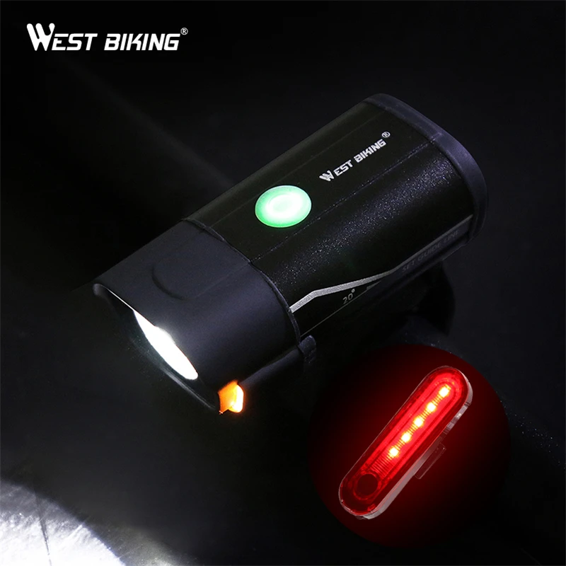 WEST BIKING велосипедный светильник L2 светодиодный USB Перезаряжаемый велосипедный налобный фонарь 5 режимов велосипедный руль безопасный светильник-вспышка Предупреждение ющим светильник