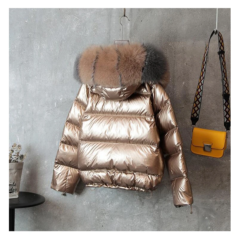 2019 зимняя пуховая Парка женская s Глянцевая куртка с капюшоном большой размер