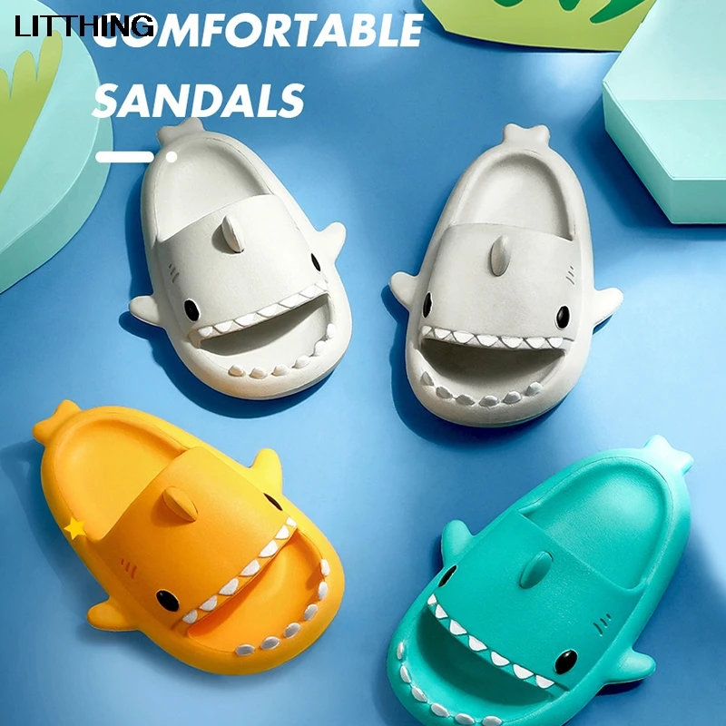 Летние детские тапочки Litthing Акула детская Радужная обувь для улицы детей малышей