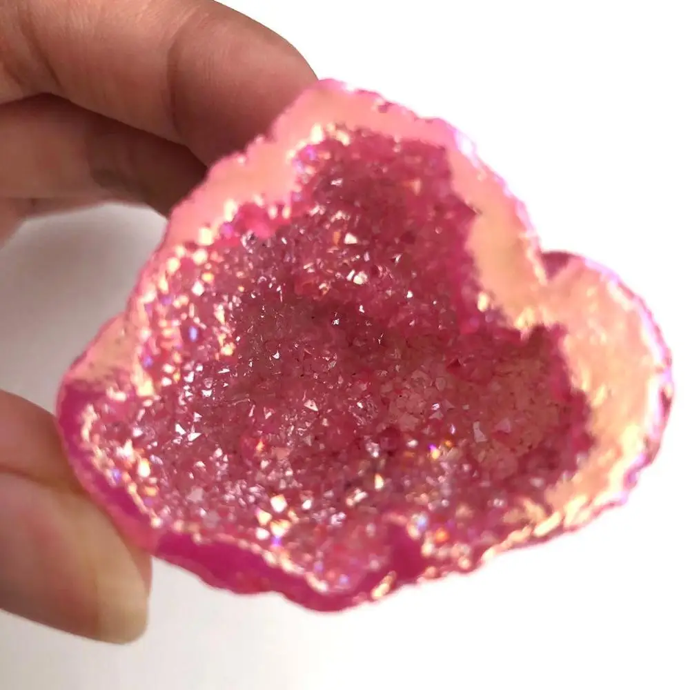 Натуральный камень Aura agate geode Минеральные Кристаллы лечебные драгоценные камни