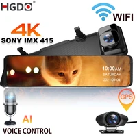 hgdo 12 4k dash cam built in gps wifi car camera dvr front and rear 2160p sonyimx415 hisilicon rear view mirror video recorder