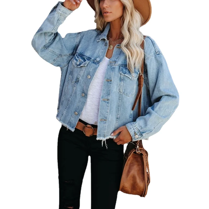 

Woman Jacket Denim Jackets Women Clothes Streetwear Spring Autumn Coat Long Sleeve Women's Short Loose Jean Jacket Women's Tops