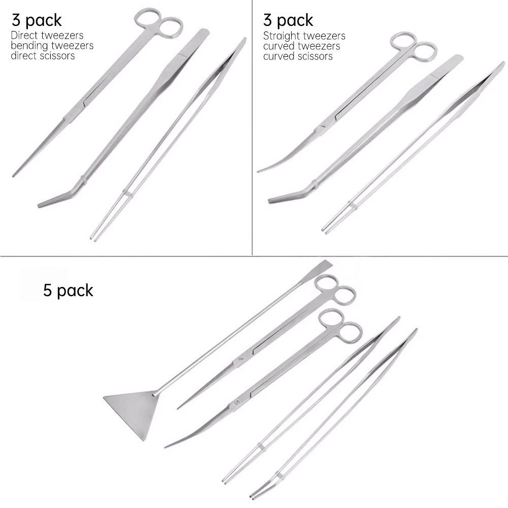 PAPASGIX Fish Tank Aquatics Plant Cleaning Tools Stainless Steel Aquariums Maintenance Kit Tweezers Scissors Cutting Set | Дом и сад