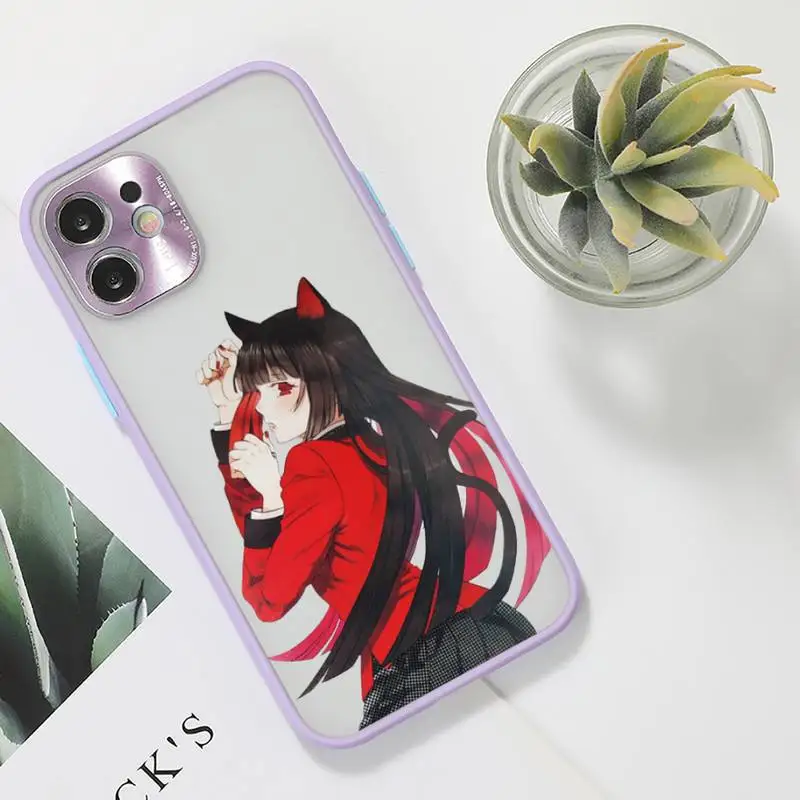 

Kakegurui Jabami Yumeko Phone Case For iPhone 12 11 Mini Pro XR XS Max 7 8 Plus X Matte transparent Purple Back Cover