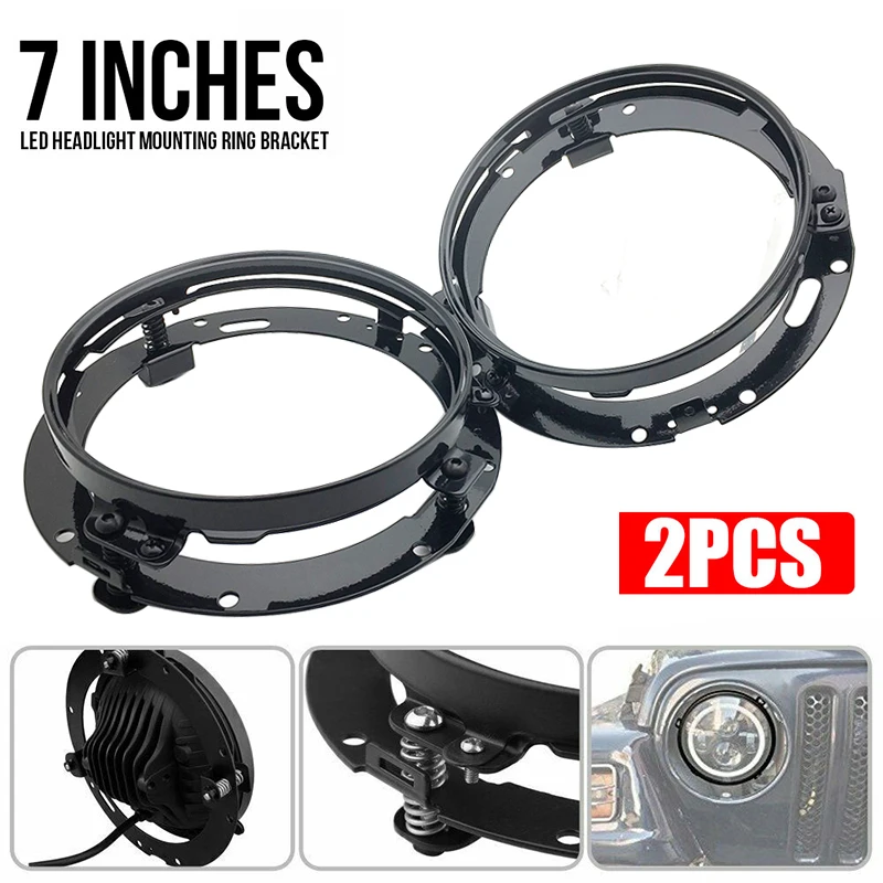 7 Inch Black/Chrome Round LED Headlight Adapter Mounting Ring Bracket for Touring Softail FLD