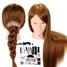 24 ''60% настоящие человеческие волосы голова манекена для макияжа практика с подставкой расчески набор волосы цвета блонд для наращивания Учебные головы-манекены манекены с париками