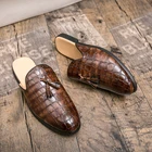 Итальянские мужские полуботинки брендовые лакированные кожаные мужские повседневные туфли мюли Роскошные Лоферы Лидер продаж Дизайнерская обувь мужские сланцы Тапочки