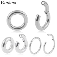 vankula 2pcs stainless steel punk piercing hoop pa ring big captive bead ring ear gauge hoop earring ear gauges plugs weights